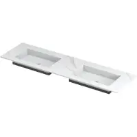 Ink Post Meubelwastafel 160x45cm Keramische Slab - Dubbel - Zonder Kraangaten - Calacatta Mat - 8718835129293 - Rechthoekig - Wastafels,
