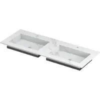Ink Post Meubelwastafel 120x45cm Keramische Slab - Dubbel - 2 Kraangaten - Calacatta Mat - 8718835129170 - Rechthoekig - Wastafels, Meubelwastafels