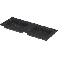 Ink Post Meubelwastafel 120x45cm Keramische Slab - Dubbel - 2 Kraangaten - Lauren Black Mat - 8718835129194 - Rechthoekig - Wastafels, Meubelwastafels