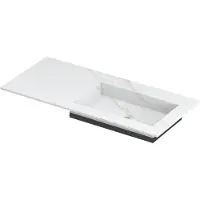 Ink Post Meubelwastafel 100x45cm Keramische Slab - Rechts - Zonder Kraangat - Calacatta Mat - 8718835134723 - Rechthoekig - Wastafels, Meubelwastafels