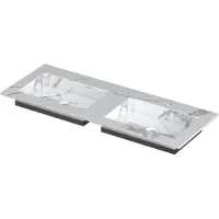 Ink Post Meubelwastafel 120x45cm Keramische Slab - Dubbel - 2 Kraangaten - Statuario Glans - 8718835129200 - Rechthoekig - Wastafels, Meubelwastafels