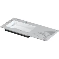 Ink Post Meubelwastafel 100x45cm Keramische Slab - Links - 1 Kraangat - Statuario Glans - 8718835134716 - Rechthoekig - Wastafels, Meubelwastafels