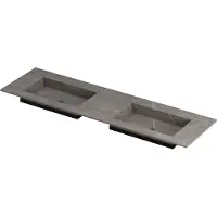 Ink Post Meubelwastafel 160x45cm Keramische Slab - Dubbel - Zonder Kraangaten - Armani Grey Mat - 8718835129309 - Rechthoekig - Wastafels,