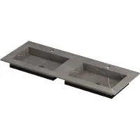 Ink Post Meubelwastafel 120x45cm Keramische Slab - Dubbel - 2 Kraangaten - Armani Grey Mat - 8718835129187 - Rechthoekig - Wastafels, Meubelwastafels