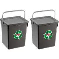 Forte Plastics 2x stuks opslagboxen/emmers kunststof met deksel antraciet 5 liter 20 x 17 x 23 cm - Opbergbox