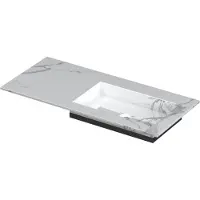 Ink Post Meubelwastafel 100x45cm Keramische Slab - Rechts - Zonder Kraangat - Statuario Glans - 8718835134754 - Rechthoekig - Wastafels,