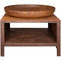 Esschert Design - Vuurschaal met houtopslag 80 cm roest
