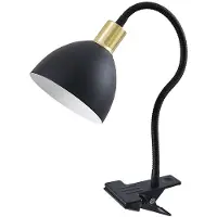 LINDBY Klemlamp Genora, zwart, Woon-/ Eetkamer, metaal, Modern, Klemlamp