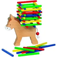 Goki Balancerende ezel - Balansspel - 60 Gekleurde Staafjes - Hout - 5 Jaar