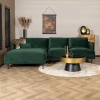 Livin24 Velvet hoekbank Denver groen links