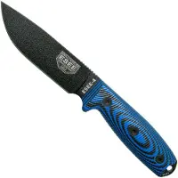 ESEE Model 4 Black Blade 3D Blue-Black G10 survivalmes 4PB-008 zwarte schede + riemclip