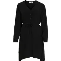 Vila VIFINI V-NECK L/S SHORT DRESS/SU - NOOS Dames Jurk Black Effen - Maat 34