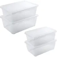Hega hogar 4x Voedsel plastic bewaarbakjes hoog/diep 1 en 2 liter transparant - Vershoudbakjes