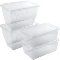 Hega hogar 4x Voedsel plastic bewaarbakjes hoog/diep 1 en 1,5 liter transparant - Vershoudbakjes