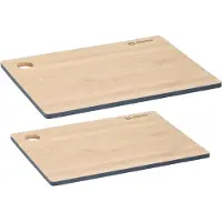 Alpina Set van 2x stuks snijplanken blauwe rand 23 en 28 cm van bamboe hout - Snijplanken