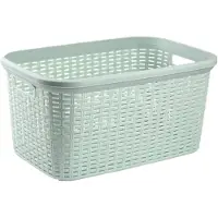 Forte Plastics Set van 2x stuks kunststof open rotan wasmand van 35 liter mintgroen - Wasmanden