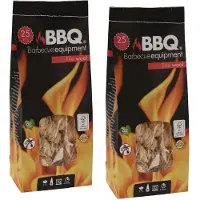 Bbq collection 2x Zakken met 25x barbecue aanmaak houtwol krullen per zak - Aanmaakblokjes