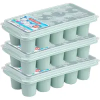 Forte Plastics 3x stuks Trays met dikke ronde blokken ijsblokjes/ijsklontjes vormpjes 10 vakjes kunststof mintgroen - IJsblokjesvormen