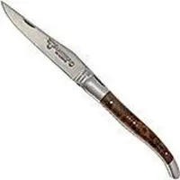 Laguiole En Aubrac 12cm Double Plates, walnut burl handgevijld, L0712LYI-FSB1