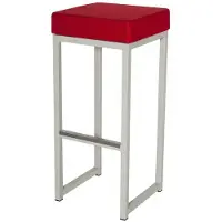HorecaTraders Barkruk Kubo Bar | Staal/Linnen | Rood/Wit | 2 stuks
