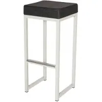 HorecaTraders Barkruk Kubo Bar | Staal/Linnen | Antraciet/Wit | 2 stuks