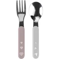 Babyono Baby Ono Roze/Grijs Hartjes Vork en Lepel Set 1065/02