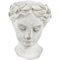 Clayre & Eef Bloempot Hoofd 11x17 cm Grijs Steen Grijs