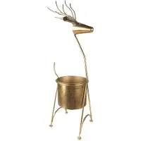Clayre & Eef Bloempot Ø 22x78 cm Goudkleurig Metaal Rendier Plantenstandaard Goudkleurig Plantenstandaard
