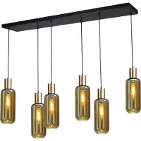 Masterlight Zwarte hanglamp eetkamer Bounty 6-lichts cilindrisch glas