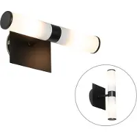 QAZQA Moderne wandlamp zwart IP44 2-lichts - Bath