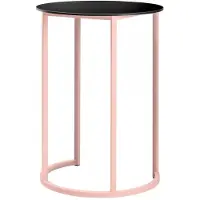 HorecaTraders Statafel Kubo Curve | Aluminium/Volkern | Roze/Zwart | Ø80 x 110 cm