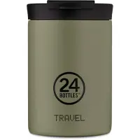 24Bottles Drinkfles olijfgroen / zwart