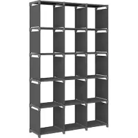 vidaXL Kast met 15 vakken 103x30x175,5 cm stof grijs