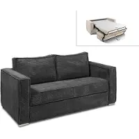 Vente-unique Driezits express slaapbank van ribfluweel - Antraciet - LORETO