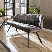 Dimehouse Industri?le eetkamerbank Romy velvet 180 cm grijs