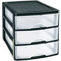 Forte Plastics Ladeblok/bureau organizer met 3 lades zwart/transparant L 35,5 x B 27 x H 26 cm - Ladeblok