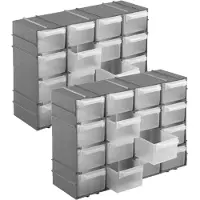 Hega hogar 2x stuks ophangbare grijze huishoud organizers/sorteerdoosjes met 16 vakken 22 cm - Opbergbox