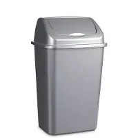 PlasticForte Afvalemmer 50L - zilver - 40 x 35 x 68 cm - kunststof - Prullenbakken
