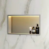 Saniclear Lucio inbouwnis met LED verlichting 60x30cm RVS