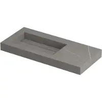 Ink Pitch Meubelwastafel 100x45cm Keramische Slab - Links - Zonder Kraangat - Armani Grey Mat - 8718835131852 - Rechthoekig - Wastafels,