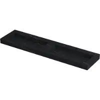 Ink Pitch Meubelwastafel 180x45cm Keramische Slab - Dubbel - 2 Kraangaten - Lauren Black Mat - 8718835130152 - Rechthoekig - Wastafels,