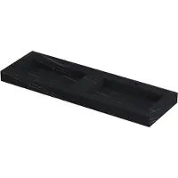 Ink Pitch Meubelwastafel 140x45cm Keramische Slab - Dubbel - 2 Kraangaten - Lauren Black Mat - 8718835129996 - Rechthoekig - Wastafels,