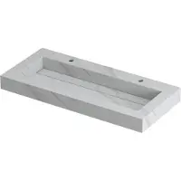 Ink Pitch Meubelwastafel 100x45cm Keramische Slab - Centraal - 2 Kraangaten - Calacatta Mat - 8718835129699 - Rechthoekig - Wastafels, Meubelwastafels