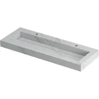 Ink Pitch Meubelwastafel 120x45cm Keramische Slab - Centraal - 2 Kraangaten - Calacatta Mat - 8718835129811 - Rechthoekig - Wastafels, Meubelwastafels
