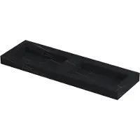 Ink Pitch Meubelwastafel 140x45cm Keramische Slab - Dubbel - Zonder Kraangaten - Lauren Black Mat - 8718835129958 - Rechthoekig - Wastafels,