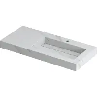 Ink Pitch Meubelwastafel 100x45cm Keramische Slab - Rechts - 1 Kraangat - Calacatta Mat - 8718835131968 - Rechthoekig - Wastafels, Meubelwastafels