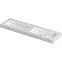Ink Pitch Meubelwastafel 160x45cm Keramische Slab - Dubbel - 2 Kraangaten - Statuario Glans - 8718835130084 - Rechthoekig - Wastafels, Meubelwastafels