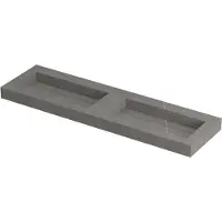 Ink Pitch Meubelwastafel 160x45cm Keramische Slab - Dubbel - Zonder Kraangaten - Armani Grey Mat - 8718835130022 - Rechthoekig - Wastafels,