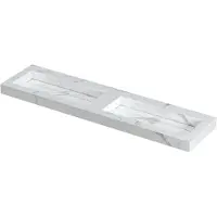 Ink Pitch Meubelwastafel 180x45cm Keramische Slab - Dubbel - Zonder Kraangaten - Statuario Glans - 8718835130121 - Rechthoekig - Wastafels,