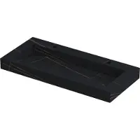 Ink Pitch Meubelwastafel 100x45cm Keramische Slab - Centraal - 2 Kraangaten - Lauren Black Mat - 8718835129712 - Rechthoekig - Wastafels,